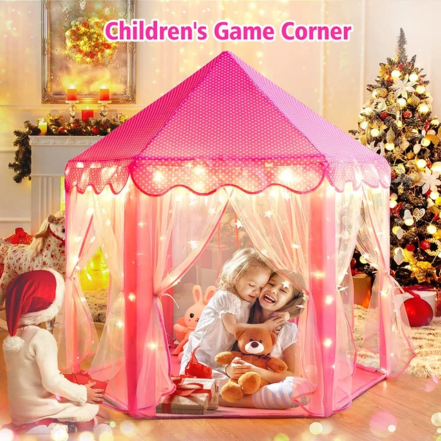 Girls' Princess Castle Play Tent, Playhouse with Star Lights - 55'' X 53''