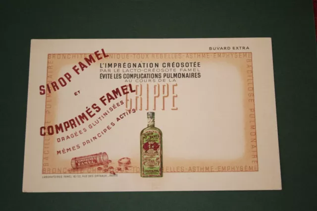 Buvard Publicitaire Ancien Sirop Famel Laboratoire Famel Pharmacie