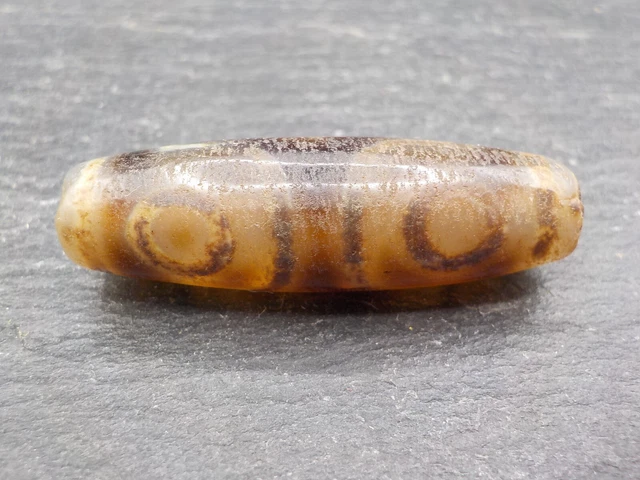 An Agate Dzi bead with a 3 Eye pattern from Tibet / Nepal.