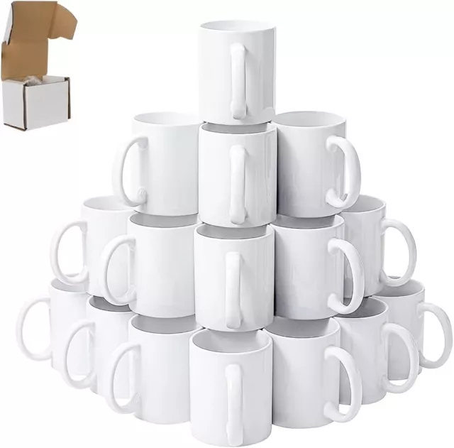 SIGNZWORLD Ensemble de 36 Tasses Blanches de Sublimation Tasses à café Mugs à Su