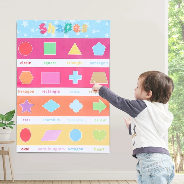 40X28X0.2CM CHILD SHAPE Teaching Chart Wall Map Shapes Poster for ...
