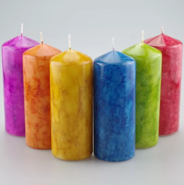 Marble Effect Pillar Candle Set of 2 - two sizes available Hand Painted