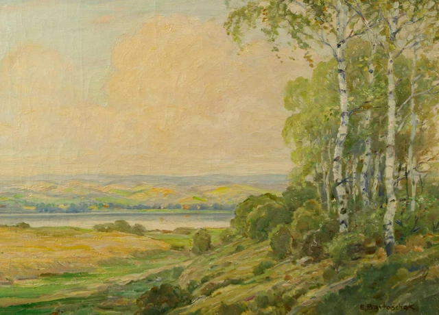De Emil Bartoschek 1899-1969 Bauhaus Pintura Al Óleo Día Verano Passow Uckermark