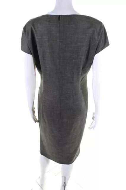 ESCADA WOMENS WOOL Knotted Front Short Sleeve Midi Pencil Dress Gray ...