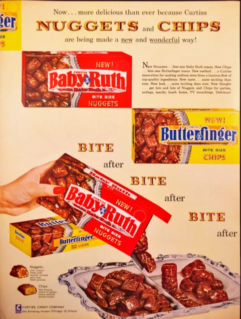 1960 Curtis Candy Print Ad Baby Ruth Butterfinger Candy Dish