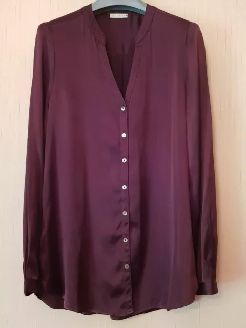 BLUKEY DONNA WOMAN Shirt Camicia in Seta Bordeaux Made in Italy Taglia 40