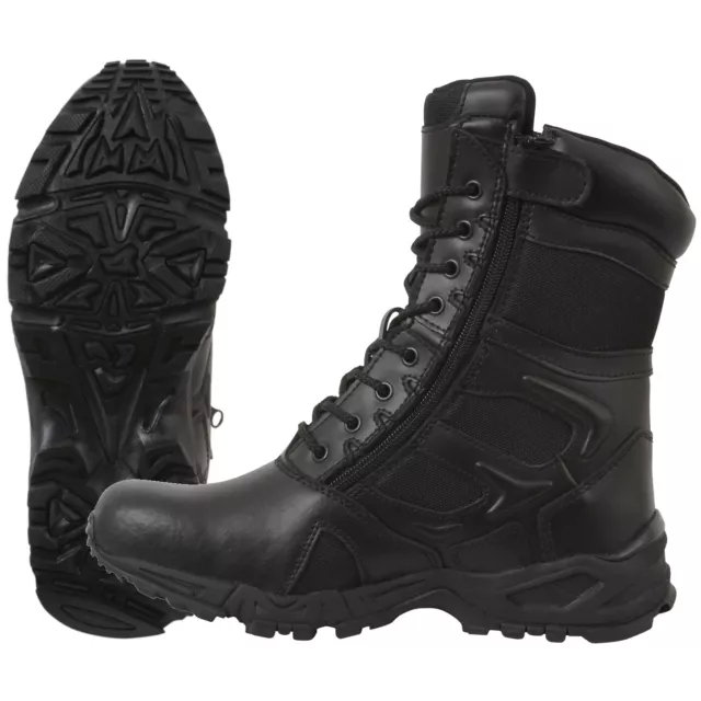 Forced Entry 8" Black Side Zipper Tactical Deployment Boot - Military SWAT Boots