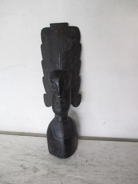 Vintage Leo Product - Kenya African Tribal Hand Carved Sculpture Ebony Wood 11"