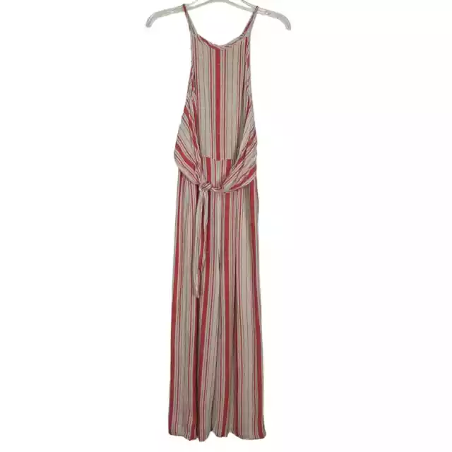 Lush Linen Blend Striped Sleeveless Women's Jumpsuit Size Medium