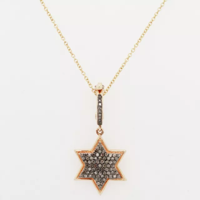 Rarities Diamond Star of David Pendant - Golden Sterling Silver - 18" Necklace