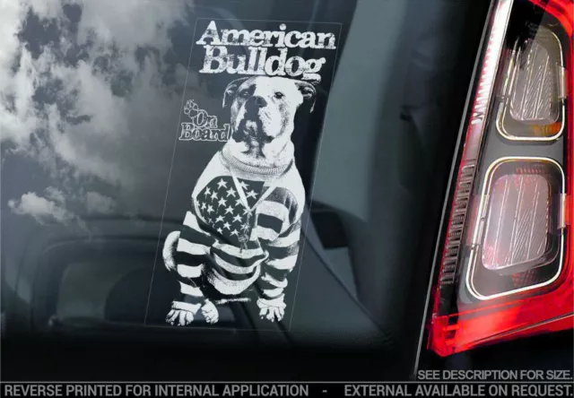 AMERICAN BULLDOG Car Sticker, Bully Dog Pet Window Sign Bumper Decal Gift - V04