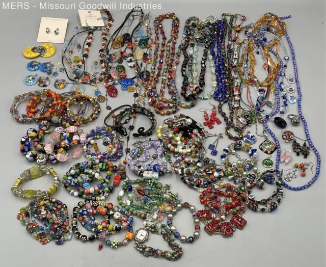 Lot of Millefiori / Murano Jewelry - 5 Pounds - Mixed Metal