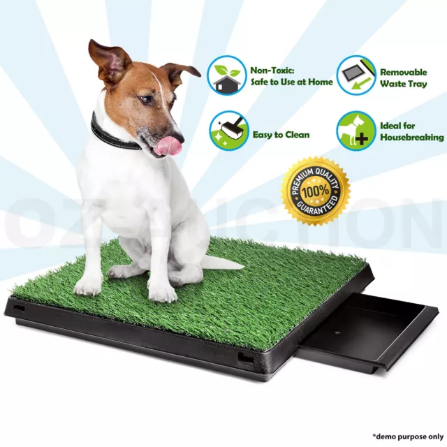 Pet Toilet Mat Potty Dog Portable Training w/Grass Mat Pad Loo Tray Large Indoor