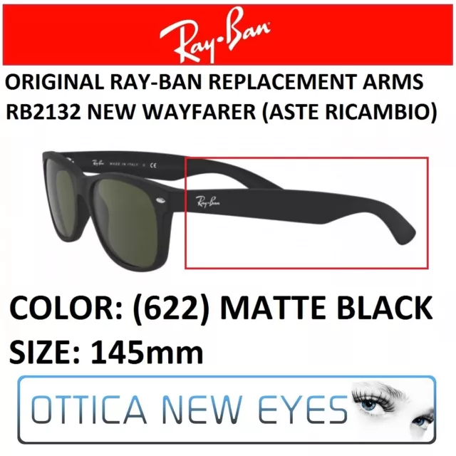Original Replacement Arms RB2132 622 Matte Black Ray-Ban NEW WAYFARER Aste Spare