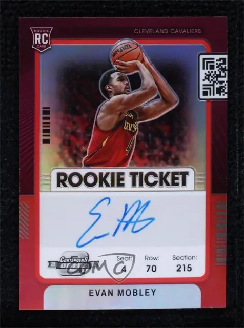 2021 Contenders Optic Rookie Ticket Red Prizm 78/99 Evan Mobley Rookie Auto RC
