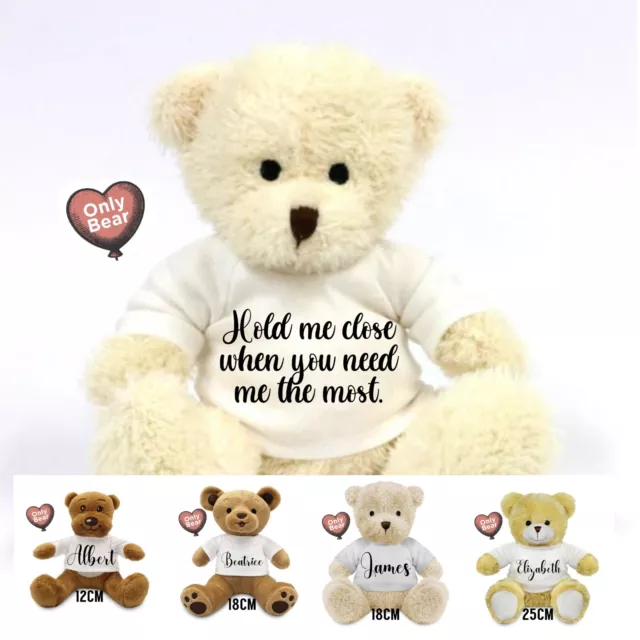 Hold Me Close Teddy Bear Personalised Gift Birth Birthday (Bear's 12 - 25CM)