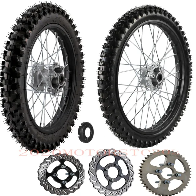 70/100-19+90/100-16 Wheel Rim Tire+Disc+Sprocket for CRF150 XR100 YZ CR Pit Dirt