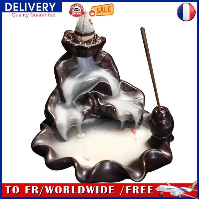 Incense Burner Ceramic Backflow Sandalwood Incense Cone for Home Decor (E)