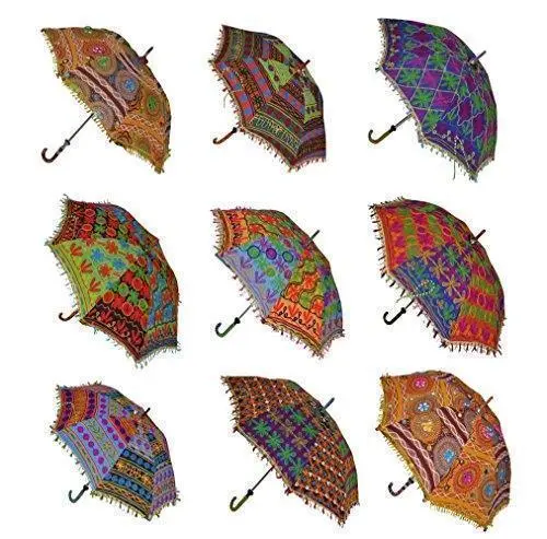 Indian-Parasol-Lot-Of-10-Pcs-Decor-Rajasthan-Umbrellas-Mirror-Work-Wholesale-Lot 2