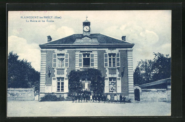 CPA Blaincourt-les-Précy, La Mairie et les Écoles 1936