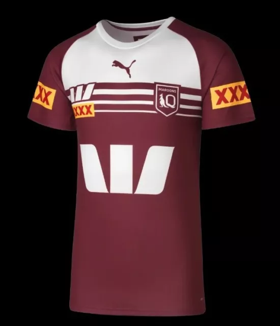 NRL 2024 Training Tee - Queensland Maroons - White - Mens - Adult - QLD SIZE XS