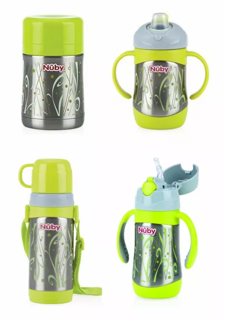 Nuby Aislado Acero Inoxidable Thermos Frasco Taza Infantil Bebé Leche Botellas