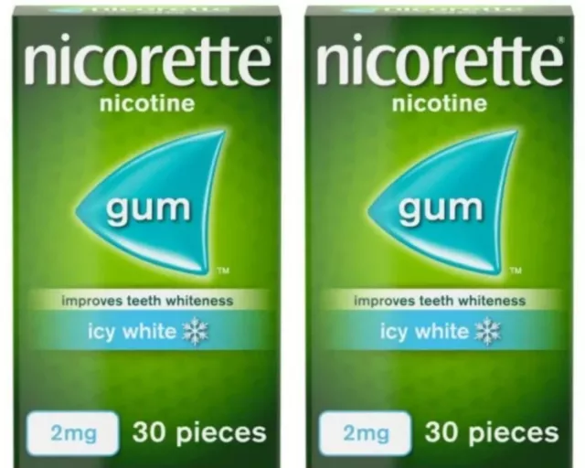 Nicorette Gum 2 mg eiweißer Kaugummi - 30 Stück x 2