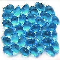 Czech Glass Teardrop Beads 9mm Aqua Blue (50)
