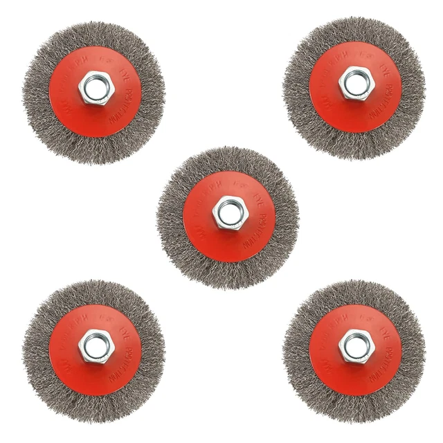 5 Pack 4 Inch Coarse Crimped Wire Wheel Brush for Angle Grinder with 5/8 Inch-11