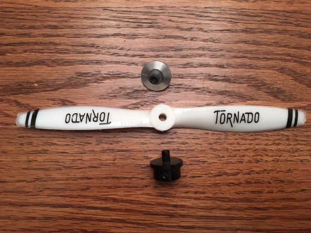 VTG Tornado Grish RC Airplane Nylon Propeller White Sz 7-6 NOS w/ Shaft Hardware