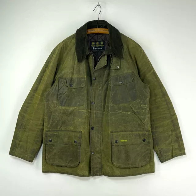 Barbour Frazer Wax Jacket Mens XXL Green Utility Military Outdoor Rain Coat