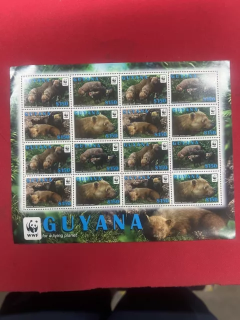 Guyana WWF Bush Dog Sheetlet of 4 sets REPRINT 2011 MNH SG#6752-6755