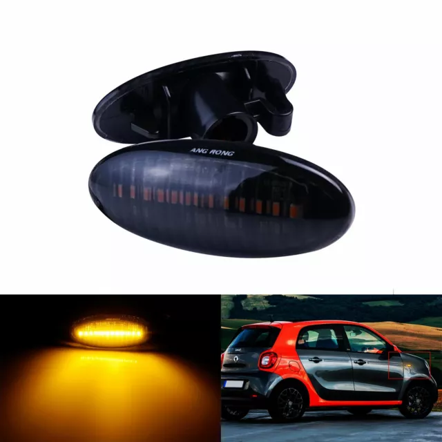 2x Smoked Lens LED Side Indicator Repeater Light For Nissan Juke Leaf Micra Note