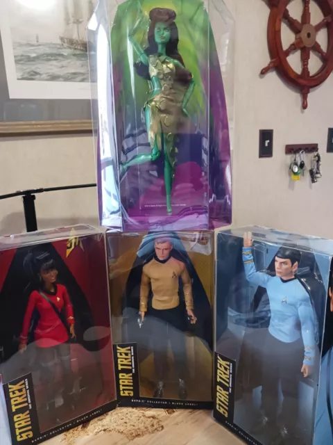 Star Trek 50th Anniversary Doll Collection Uhura, Vina, Spock, Kirk Black Label