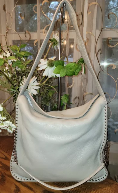 Michael Kors ASTOR Cement (Grey) Large Hobo Leather Shoulder Tote GREAT COND!!!