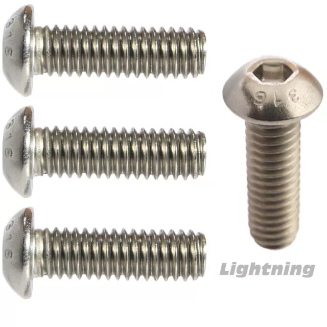 Button Socket Cap Screws 316 Stainless Steel marine Grade 1/4-20 X 7/8" Qty 25 3