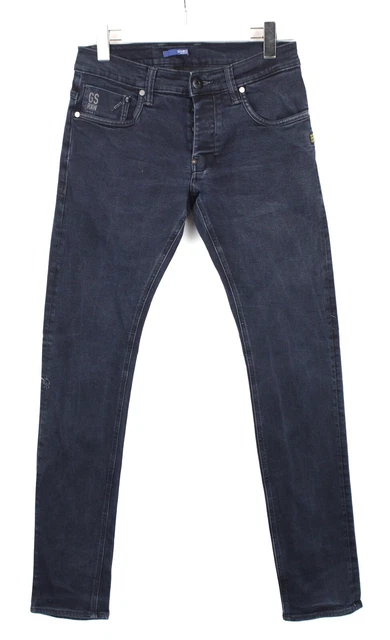 G-Star Defend Super Slim Jeans Uomo W32/L34 Elasticizzato Bottoni Fly Scuro