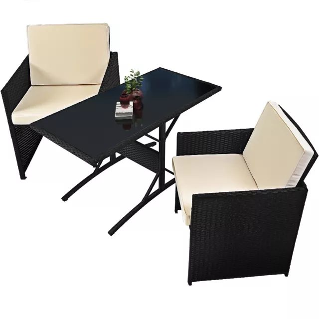 Ensemble table et chaises en polyrotin 7 pièces Set patio Coussins 7cm Extérieur