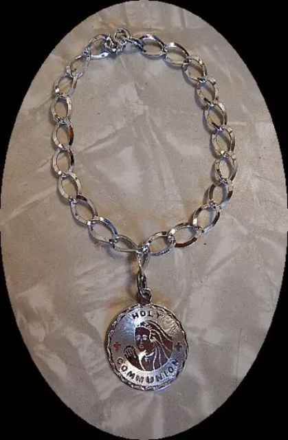 Catholic Holy Communion Charm Child's Bracelet Sterling Silver