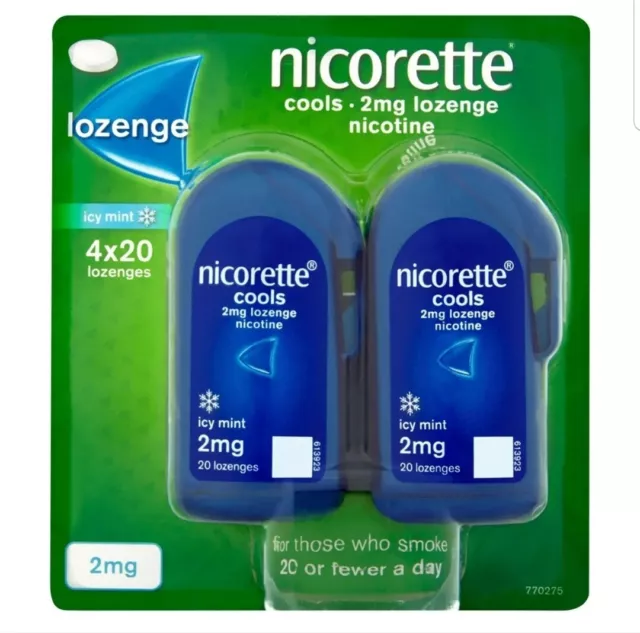 5 x Nicorette Cools 2 mg Lutschtablette Nikotin zuckerfrei eisig neuwertig (4 x 20, insgesamt 400)