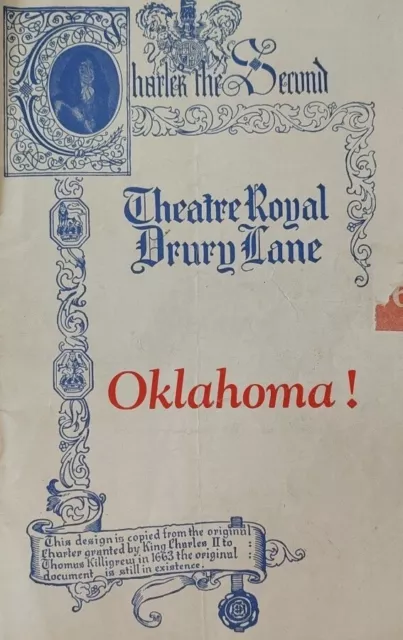 Oklahoma 1948  Theatre Royal Drury Lane Programme.Harold Keel/Mary Marlo+