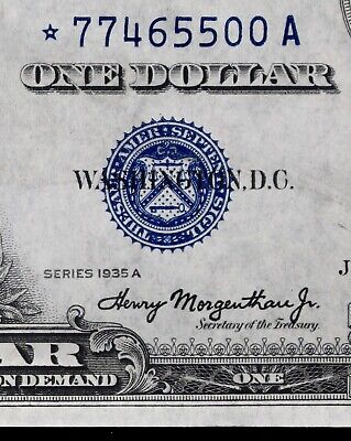$1 CU 1935A Star silver certificate *77465500A one dollar, series A, Middle Run