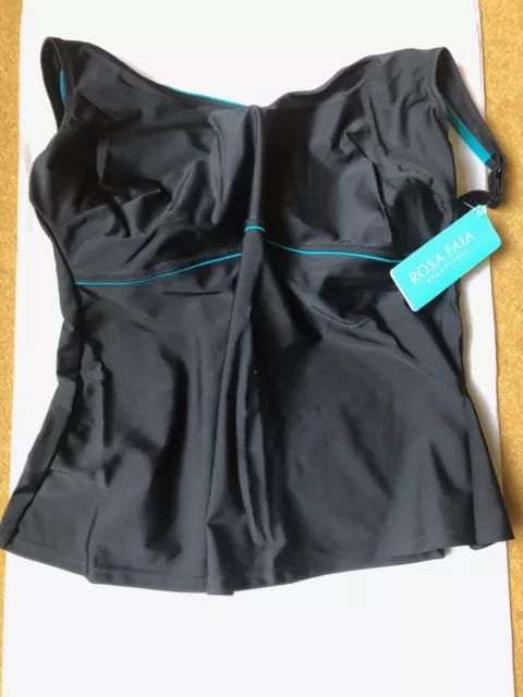 ROSA FAIA BEAUTYFULL TANKINI TOP in Black Underwired Size 40C (GB) BNWT