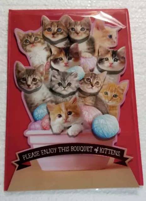 Kitten Cats Valentine's Hallmark Greeting Card Bouquet of Kittens Anyone any Age