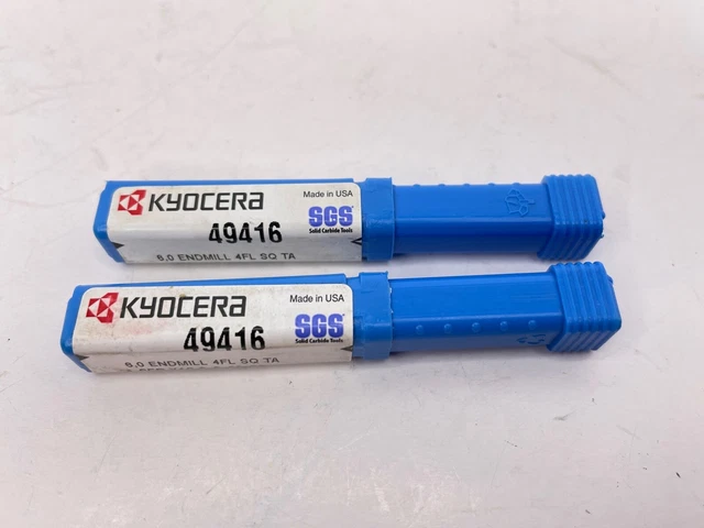 Lot of 2 Kyocera SGS 49416 6,0 ENDMILL 4FL SQ TA  SER X1S 6x6x25x75
