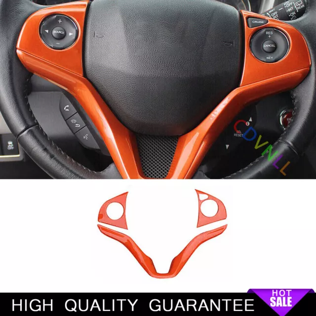 Steering Wheel Decor Cover Trim Fit For Honda Vezel HR-V 2016-2022 Bright Orange
