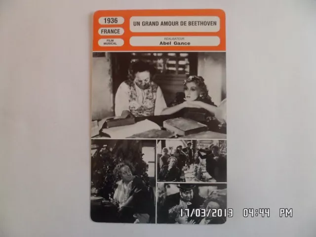 CARTE FICHE CINEMA 1936 UN GRAND AMOUR DE BEETHOVEN Harry Baur Annie Ducaux