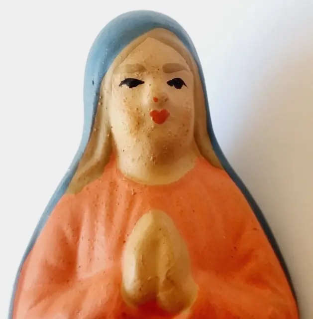 D0346 - Pappmaschee Krippenfigur - knieende Maria - Antik Weihnachten - 7,6 cm