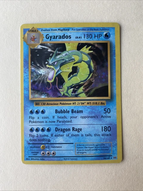 gyarados pokemon card value 2016 - Gyarados-EX (XY106) - XY Black Star Promos Celebrate the incredible history of the TCG hobby by adding this Gyarados 2016 Pokemon Evolutions Holo Rare #34 PSA Authenticated 9 Card to your vault Gyarados HOLO RARE card 34/108