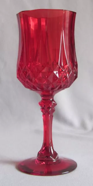 Water Wine Goblet Glass Cristal D'Arques Crystal Longchamp Ruby Red 7 1/4"